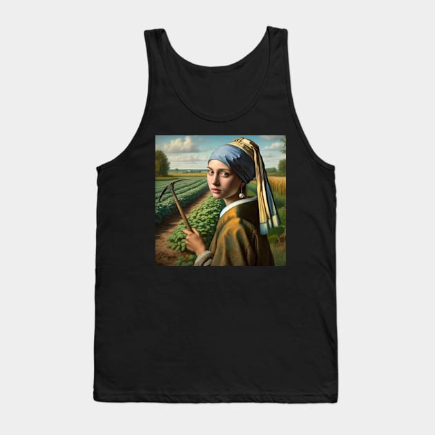 Unity in Harvest: Cesar Chavez Day Pearl Earrings Girl Tank Top by Edd Paint Something